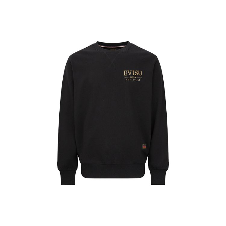 Evisu Big M Cartoon Print Pullover Round Neck Sweatshirt Men sweatshirt Black 2EAHTM2SW327RXCT
