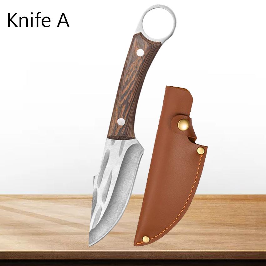 Stainless Steel Kitchen Knife Boning Knife Meat Cleaver Handmade Forged Chef's Knife Wooden Handle Butcher Knife for Household