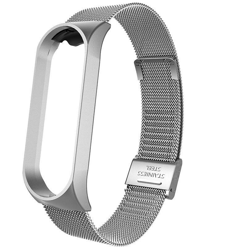 Μεταλλικό Λουράκι Xiaomi Mi Band 3/4: Ανταλλακτικό Λουράκι Μιλανέζικο από Ανοξείδωτο Ατσάλι με Κούμπωμα