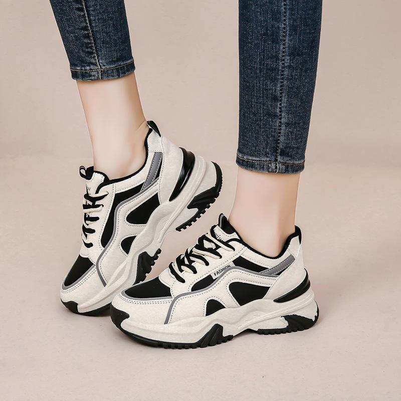 Platform sports women's shoes increase in height in autumn and winter Casual shoes Small muffin retro dad shoes
