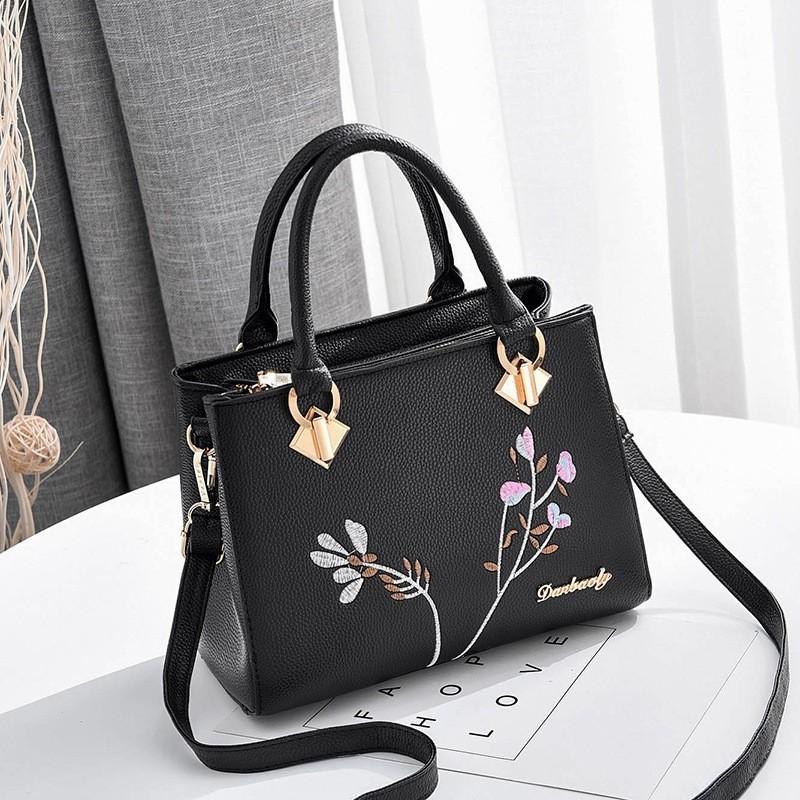 Trendy Cross-border Style Embroidered Handbag For Women чёрный