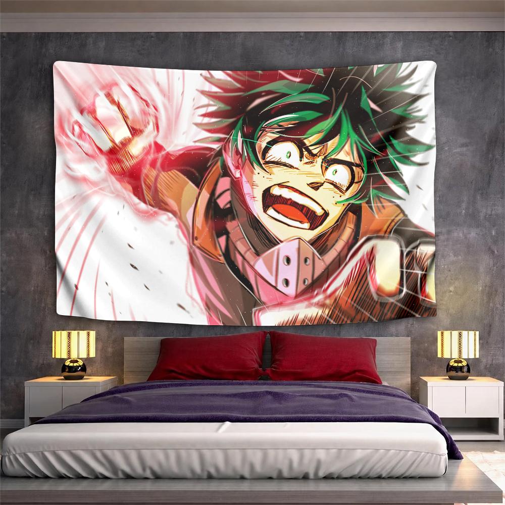 Fun My Hero Academia Tapestry, Red Boho Vibe, Perfect Decor for Cozy Winter and Warm Autumn Days with Love with Hue with Lovely Feel