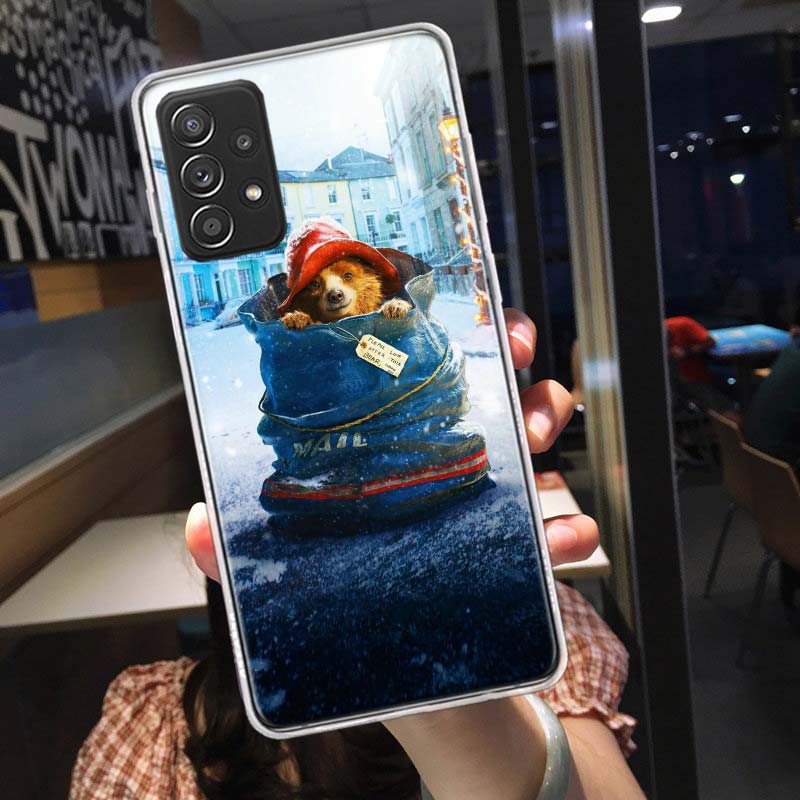 Cute P-Paddington Bear Phone Case for Samsung A54 A57 A37 A17 A14 A15 A12 A24 A34 A55 A35 A25 A52S A07 A05S A04S A22 A32 A72 Gal