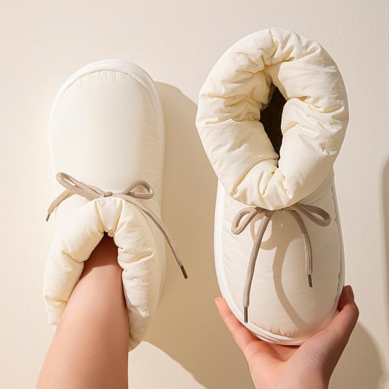 Women's Winter Fuzzy Warm House Slippers Waterproof Fur Lined Furry Slippers Non-slip Ankle Bootie Home Shoes Indoor Outdoor Cozy Snow Boots for Women