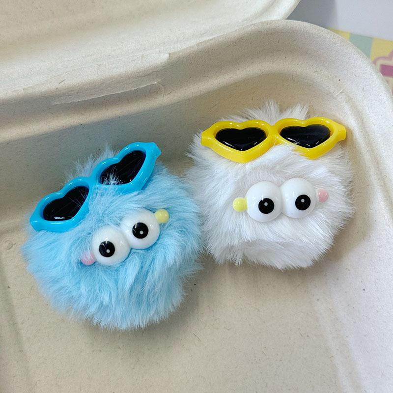 Kawaii Sunglass Hair Ball Keychain Creative Cartoon Plush Doll Keyring Bag Pendant Backpack Hanging Decoration Couple Gifts