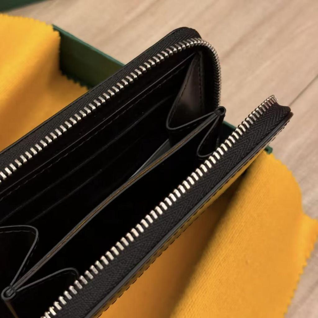 Goyard Signature Monogram Short Zipper Wallet In Calfskin Leather