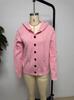 2026 Women's Solid Color Knit Hooded Cardigan Jacket for Autumn/Winter - European & American Casual Fashion Style