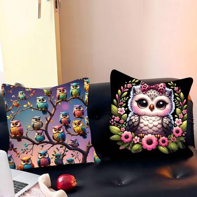 Cartoon Lovely Owl Pillow Case Removable Washable Cushion Cover – All-Season Soft Linen
