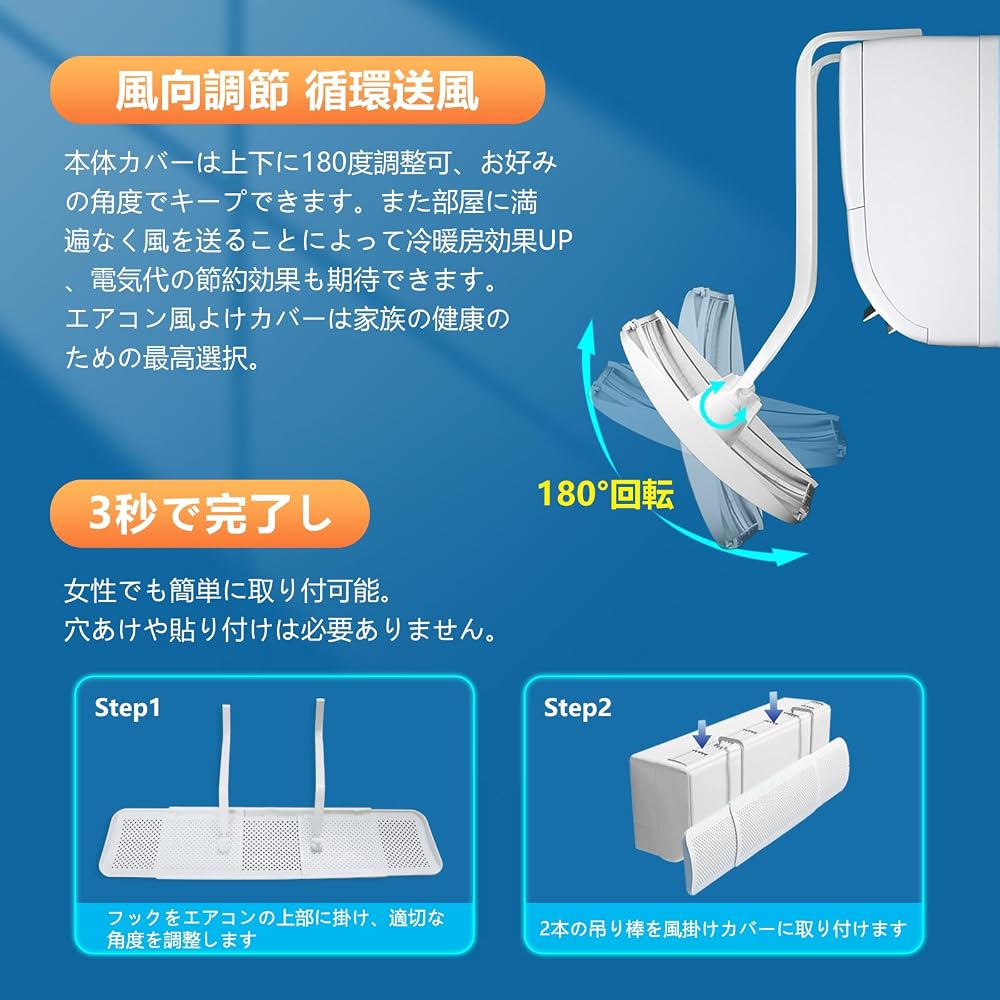 Tivcyi Air Conditioner Wind Deflector Adjustable 180° Wall-Mounted Anti-Draft Cover for Condenser Units