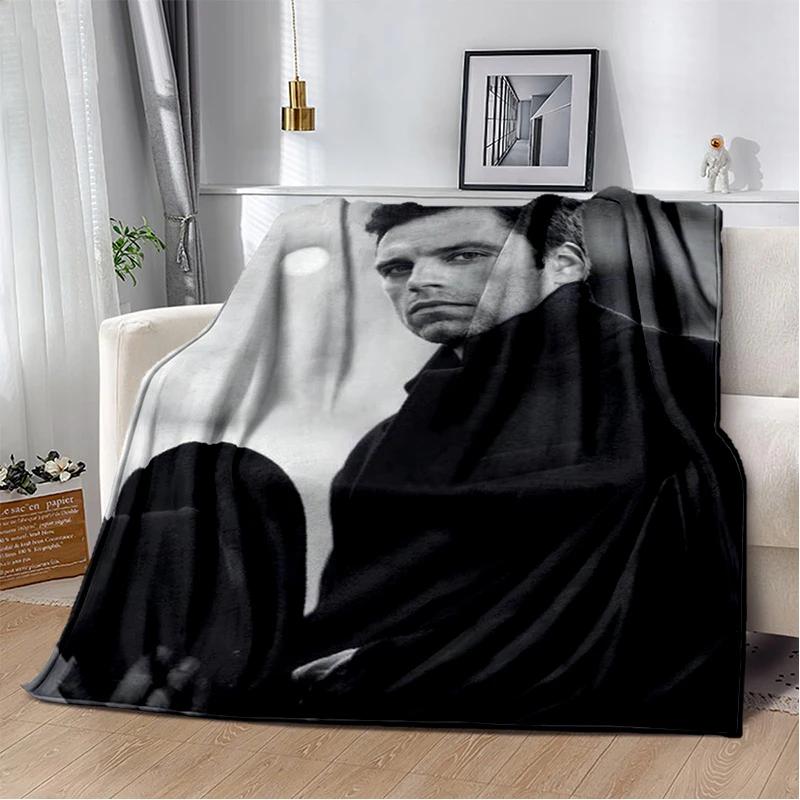 3D Sebastian Stan Handsome Actro Soft Flannel Blanket for Bed Bedroom Sofa Picnic,Throw Blanket for Cover Office Gift Kids