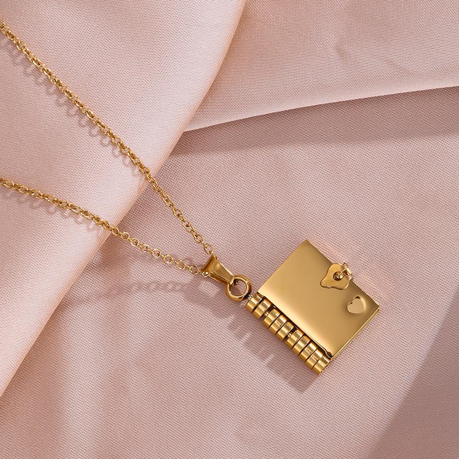 Stainless Steel Love Letter Book Necklace Pendant for Dad, Mom, Grandma, Lover