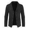 Suéter Cardigan Masculino Plus Size de Tricô com Tranças e Gola Lapela - Peça de Roupa Casual da Moda