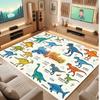 Dinosaur Theme Soft Crystal Velvet Rug Custom Name & Text Print Non Slip Floor Rug for Bedroom Living Room