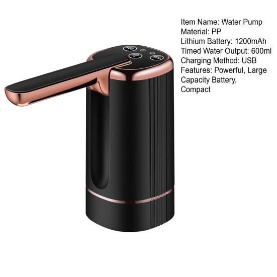 Foldable Water Dispenser Pump with 3 Speed Modes 1200mAh Automatic Water Pump for 5-Gallon Bottles 600ml Timed Dispensing Water Pump