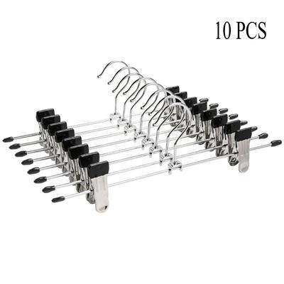 Hosenbügel, Rockbügel mit verstellbaren, rutschfesten Clips, Hosenbügel, platzsparender Metallbügel für Mäntel, Kleidungsstücke, Jeans, Kleiderbügel für Kinder und Erwachsene, 10 Stück
