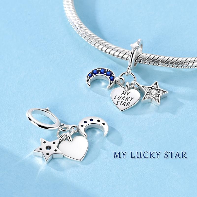 Copper Starlight Celtic Knot Stars Moon Charms Beads Fit Original Bracelet Necklace Fine Jewelry Women Diy Gifts