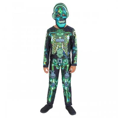 Childrens/Kids Skeleton Gamer Glow In The Dark Costume Set