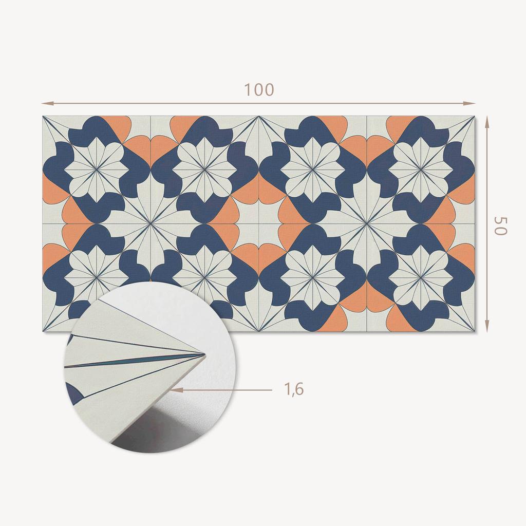 Self-Adhesive Vinyl Printed Panel 100x50 cm Geometric Floral Pattern