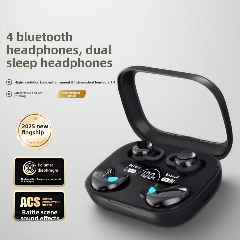 Bluetooth Sleep Dual Earbuds 2025 New Noise Cancelling Wireless Ear Clip Half In-Ear 2-in-1 0.05kg Pair Sound Isolation Sleep Aid