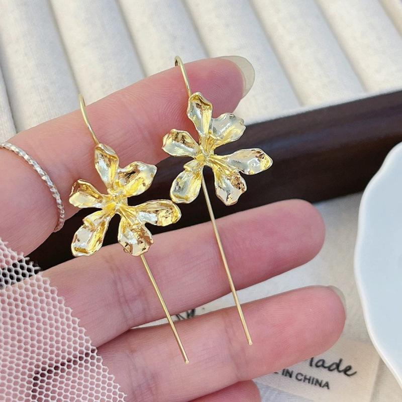 Iris Flower Long Earrings: Elegant, Unique Luxury with a High-End Feel for Women.