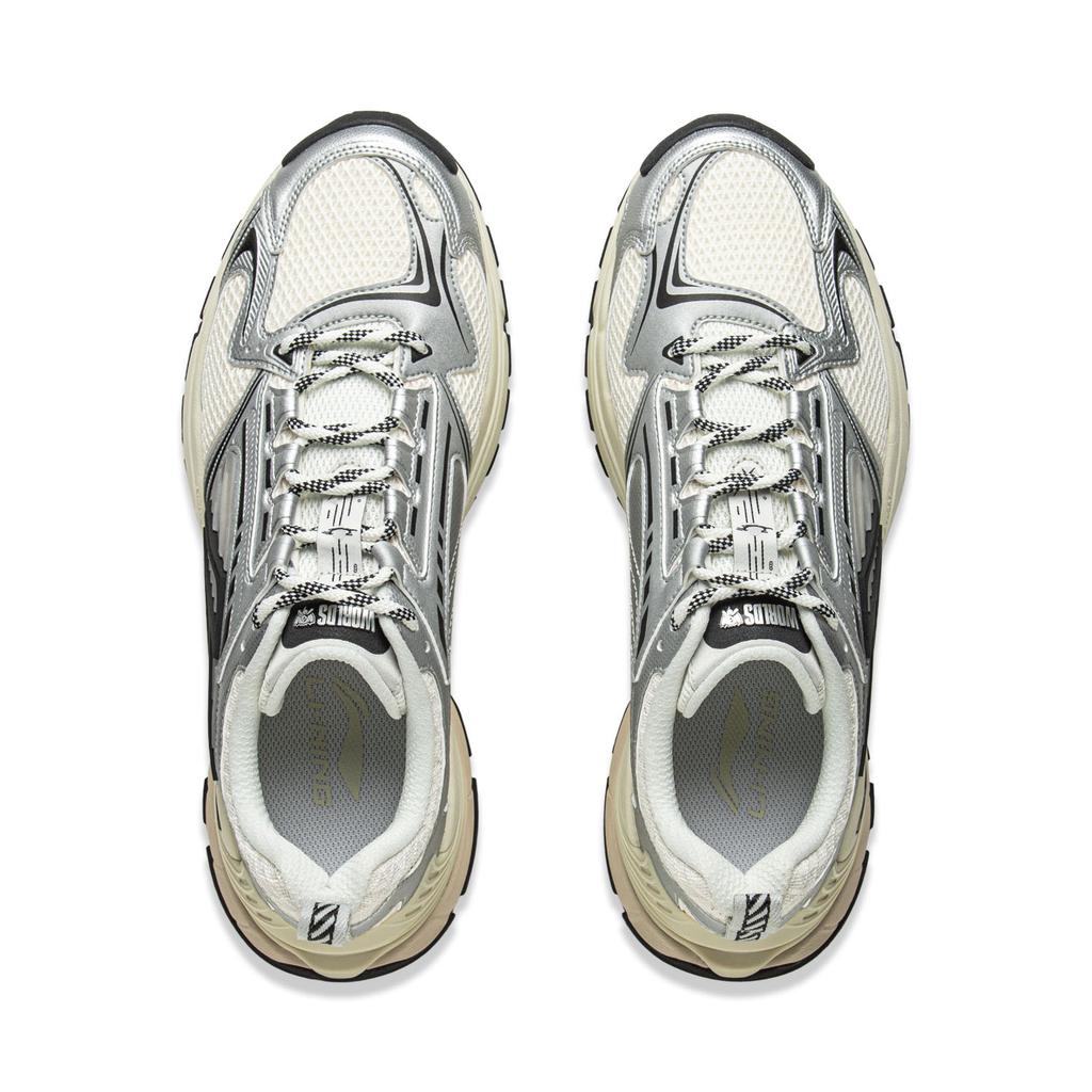 Li Ning Cushioning Abrasion Resistant Breathable Low top Casual Shoes Men's White Silver AGCV243-3