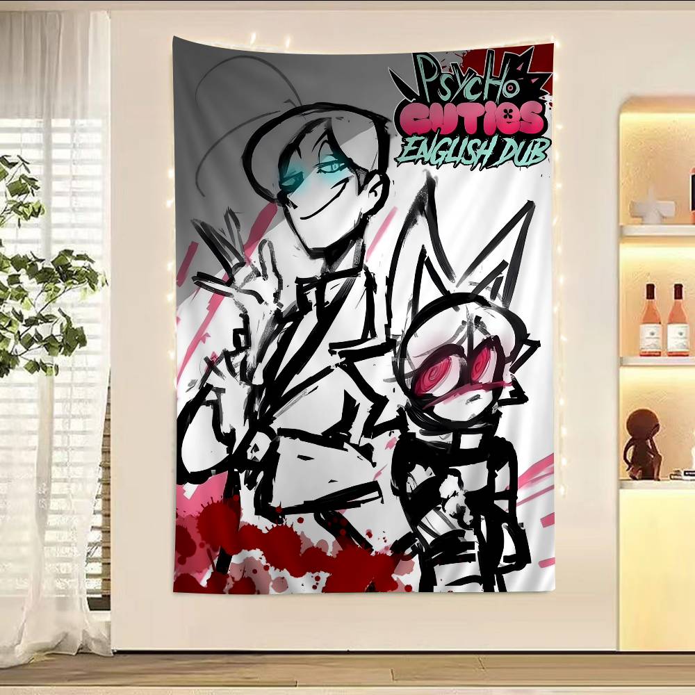 

Popular Animation PPsychocuties Printed Large Wall Tapestry Art Science Fiction Room Home Decor Decor Blanket 74x94cm(29x37in)