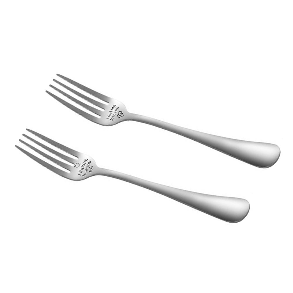 

2 Pcs Cross Picnic Household Dessert Forks Stainless Steel Couples Dinner Simple Cutlery Festival Gift Child Restaurant Feeding срібний