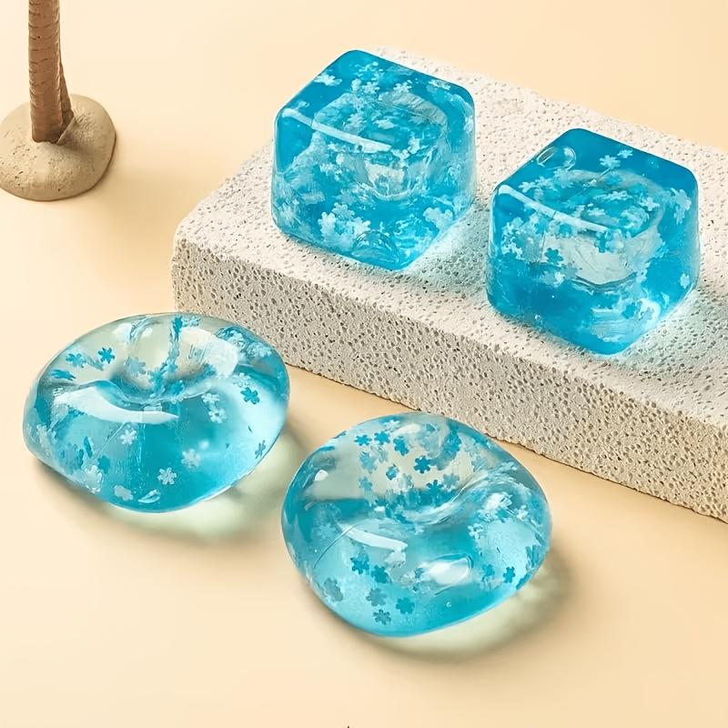 1PC Sky Blue Snowflake Cube Squeeze Toy, Slow-Rebound Malt Decompression Toy, Portable Novelty Relaxation Squeeze Fidget Toy синий