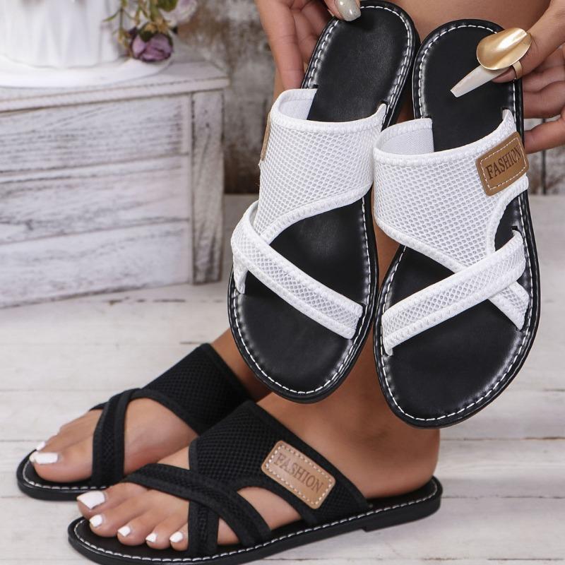 Fashion breathable mesh fish mouth cool slippers women's non-slip wear-resistant soft bottom casual beach sandals