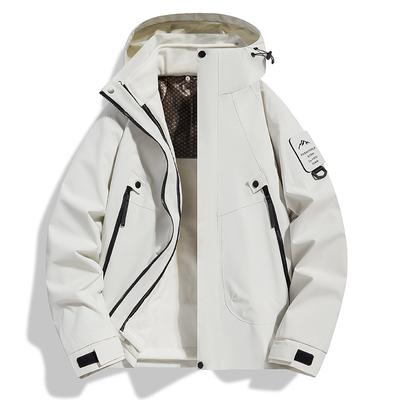 Outdoor Hooded Jackets Men's and Women's Jackets Three-in-one Autumn and Winter New Tooling Jackets Windproof and Waterproof Mountaineering Clothes
