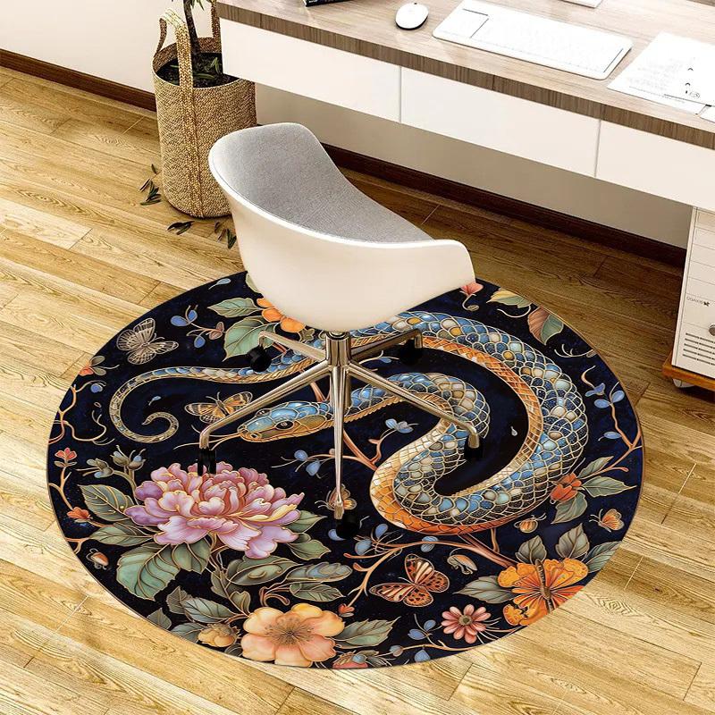 1pc Office Carpet Chair Mats Snake and Floral Garden Perfect for Decorating Office Chairs, Living Rooms, Or Bedrooms