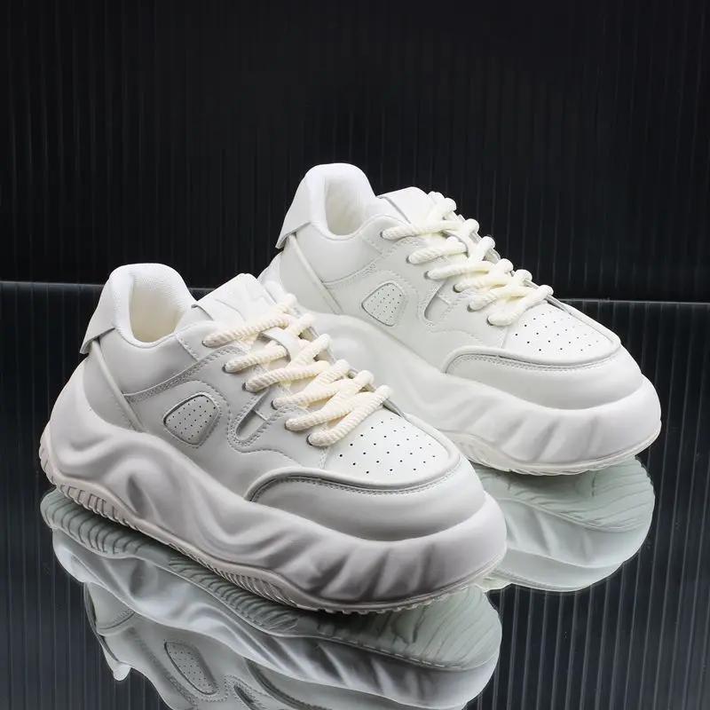 2025New Men's Shoes Fashion Platform Vulcanized Shoes High Quality Leather Casual Shoes for Men Luxury Breathable Sneakers Tenis