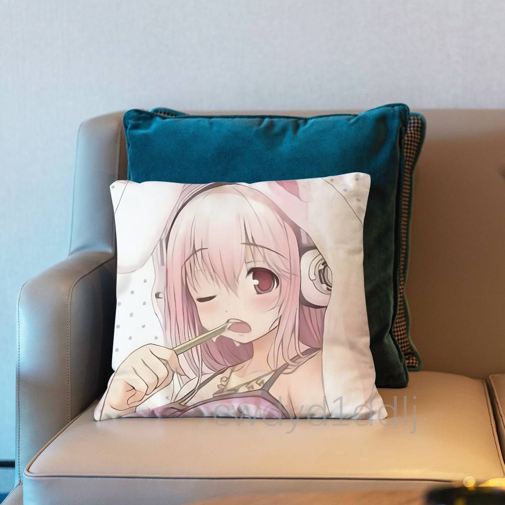 SSuper Sonico Anime Kissenbezug Kurzer Plüsch Sofa Dekorative Geschenk Home Doppelseitiger Druck Kissen
