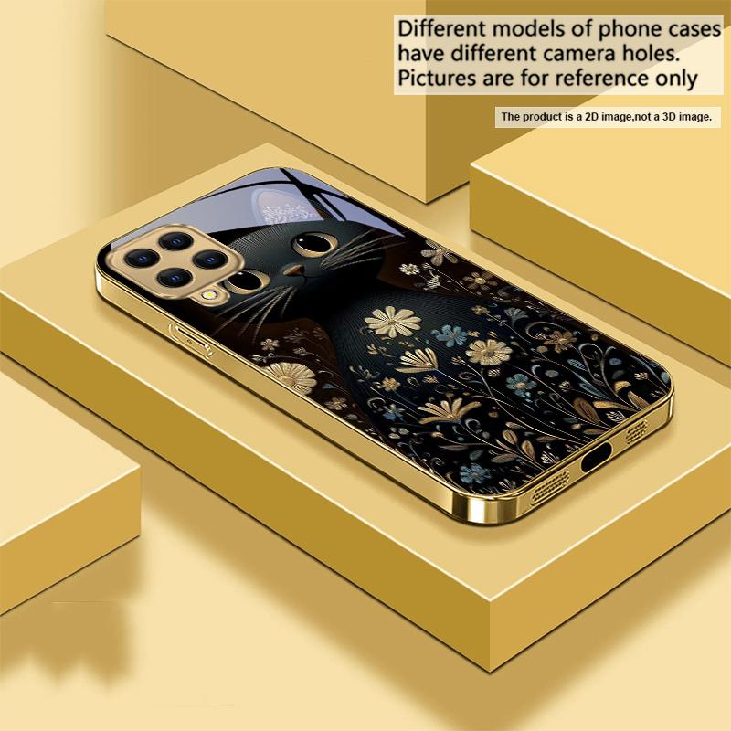 Runde und leuchtende Augen Für Samsung A 01 52S A04 A05S A10 A12 13 22 23 24 36 42 M02 Note 10 20Ultra 8 9 Goldene Glas-Handyhülle