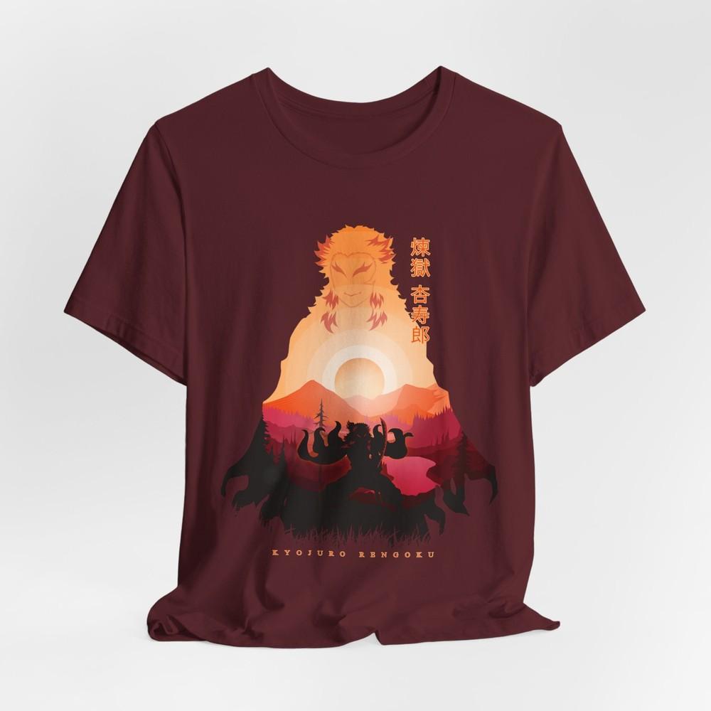 Rengoku Silhouette Tee Demon Slayer Graphic Shirt Japanese Anime Art Unisex S