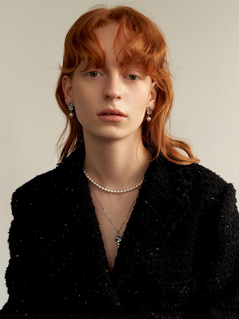Leeenoir Dot Toggle Pearl Necklace (2Color)
