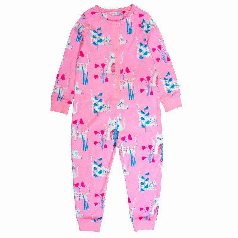 Cotton Spring and Autumn Hidden Hook Foot Uncovered One-Piece Pajamas