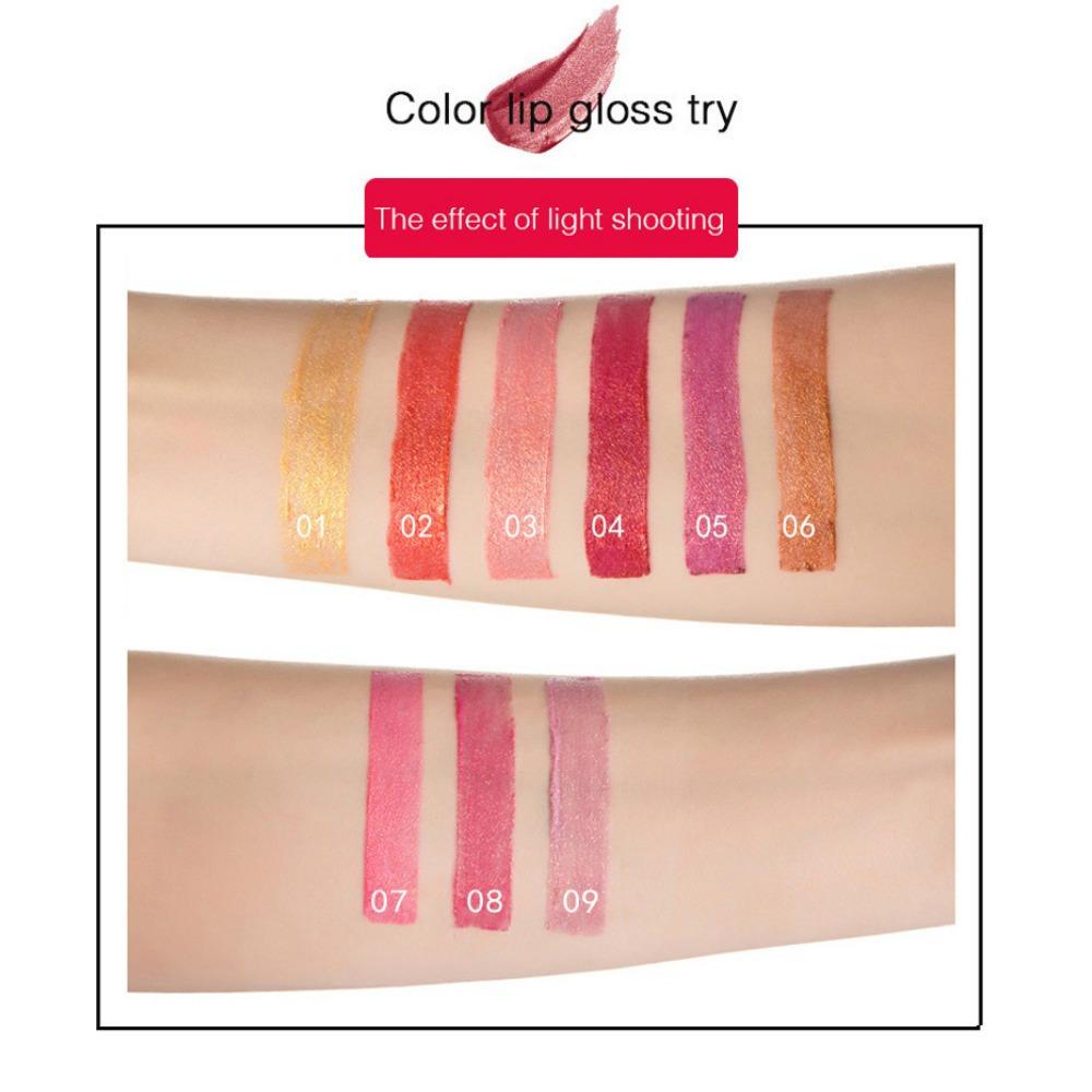 HANDAIYAN Mermaid Ji Shiny Metal Lipstick Red Beads, Color Change, Warm, Red Gilt Gold Lip Balm