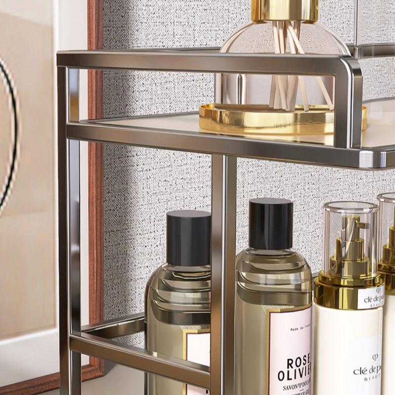 2Layer Acrylic Cosmetic Organizer Bathroom Vanity Storage Shelf Transparent Makeup Display Countertop Shelf Desktop Bathroom Decor Space Saving Decor