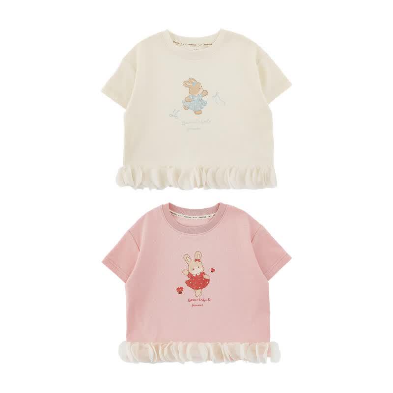 Girls' Cartoon Rabbit Short-Sleeve T-Shirt
