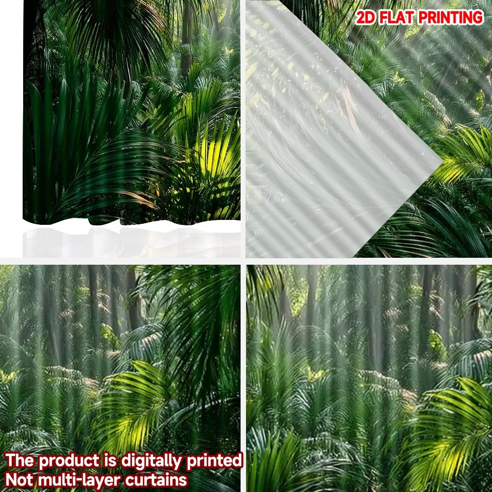 Set Of 2 Tropical Jungle Curtains Digital Printing Sunlight Through Dense Green Leaves Natural Fresh Bedroom Living Room Decor Curtain Polyester Ideal