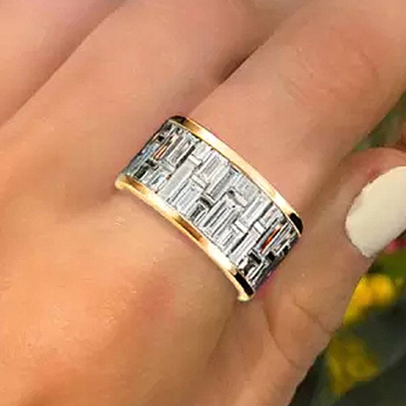 Xiaomi Huitan Simple Style Women Ring Two Tone with Brilliant Cubic Zirconia Vintage Party Accessories Gorgeous Jewelry for Lady Daily