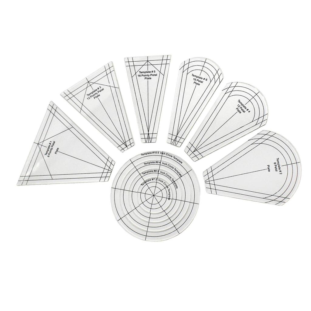 10 Pcs Quilting Template Ruler Multifunctional Regular Plate Template Acrylic Clear Patchwork Ruler for Sewing Quilting