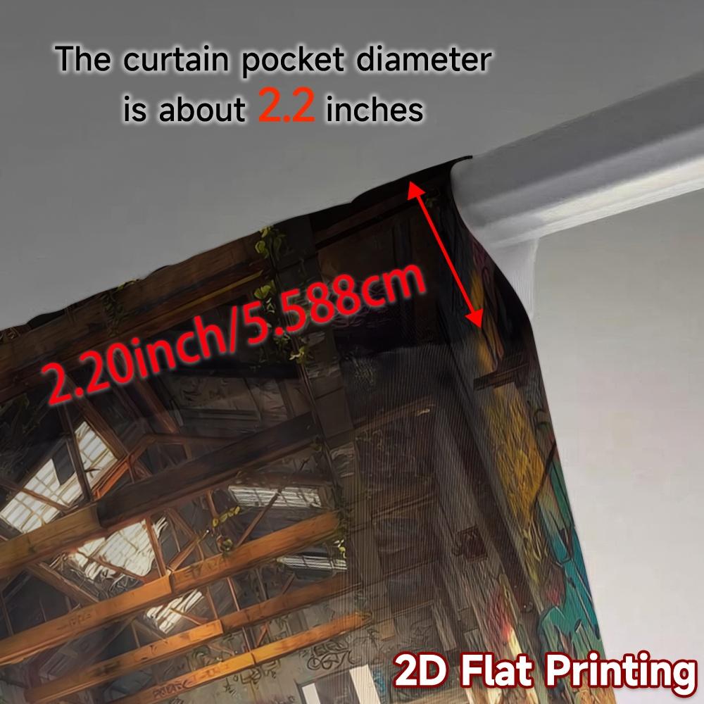 2pcs   2D FLAT PRINTING Curtains (Without Rod) Urban Decay Creative Modern Curtains Versatile Durable Polyester Curtains Thermal