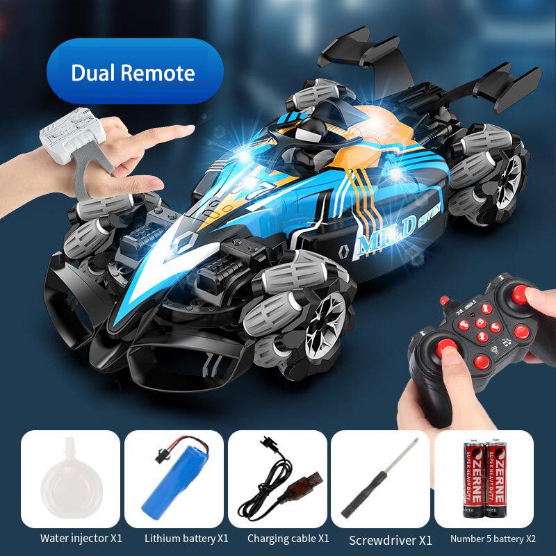 Remote Control Car Stunt Spray Toy Dual Remote Race Car  RC Vehicles Monster Truck  Gift for Kids синий