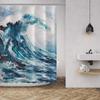 Artistico Blu Navy La Grande Onda Tenda da Doccia Giapponese Asiatica Kanagawa Anime Pittura Decor Impermeabile Set di Tende da Bagno