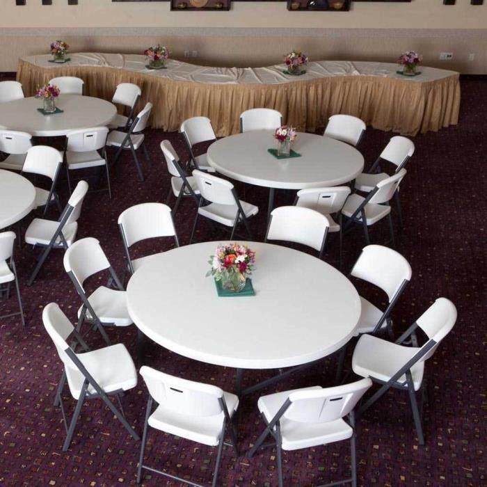 Table pliante - LIFETIME - Diamètre 152cm - 6 à 8 personnes - Polyéthylène - Garantie 10 ans