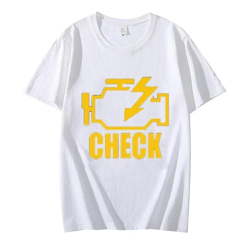 Brand Men T-shirt Mechanic Auto Repair Check Engine Light Print Summer Tees Hip Hop T-shirt Short Sleeve Harajuku Tshirt Male