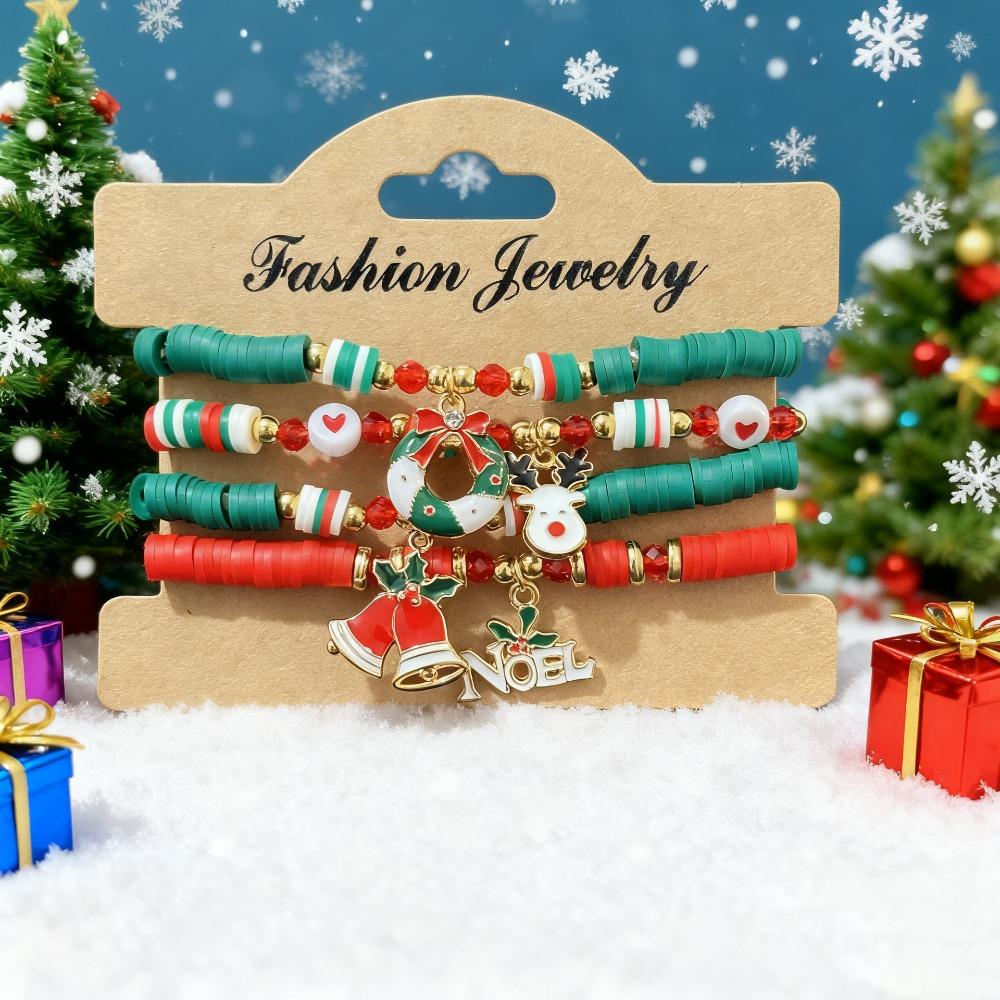 

4Pcs/Set Snowman Elk Christmas Bracelet Star Pendant Rope Chain Bangle Premium Charm Bracelet Xmas