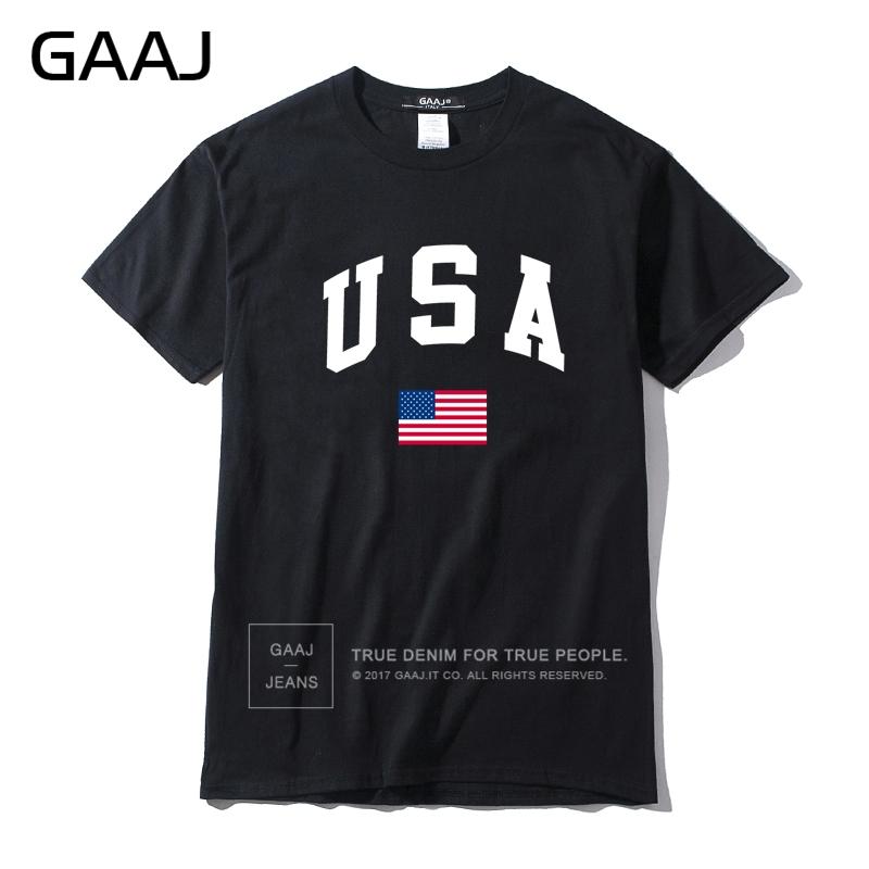GAAJ USA America Flag Men T Shirt Top High Quality 100 Cotton Tshirts For Man Tshirt Printed Brand Clothing Casual Streetwear